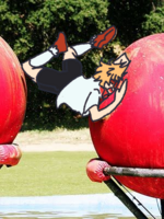 Valerie failing at the Popout! big balls obstacle - Art by Gamey/Lycanthians